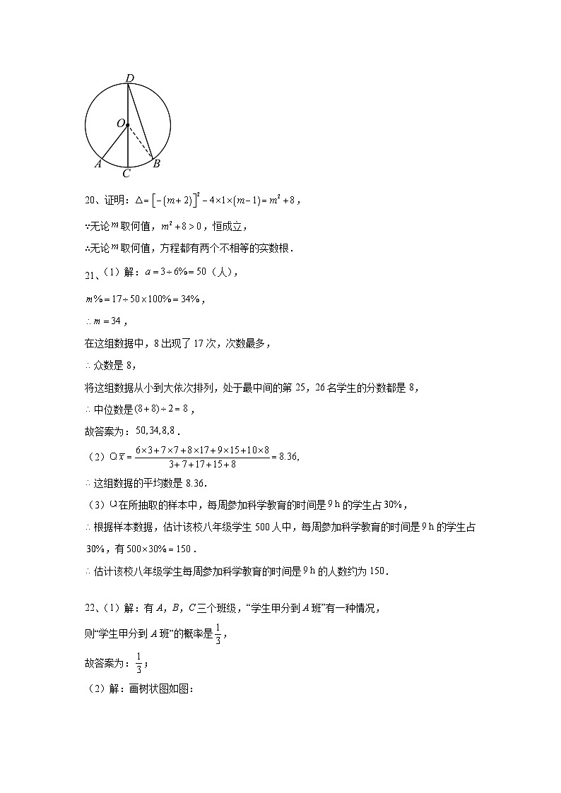 九年级数学参考答案第2页