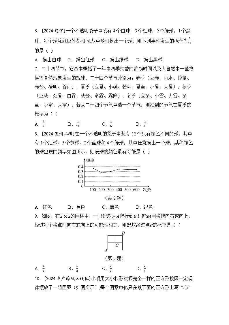北师大版（2024新版）七年级下册数学第三章 概率初步 素养提升测试卷（含答案）第2页