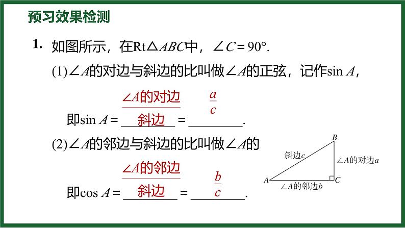 1.1.2 正弦和余弦 北师大版数学九年级下册预习导学课件第5页