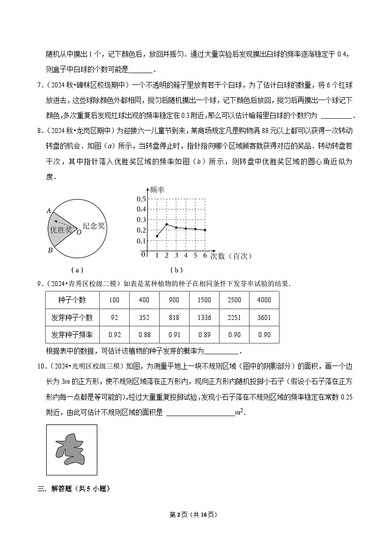 2024-2025学年上学期初中数学人教版九年级期末必刷常考题之用频率估计概率练习第2页
