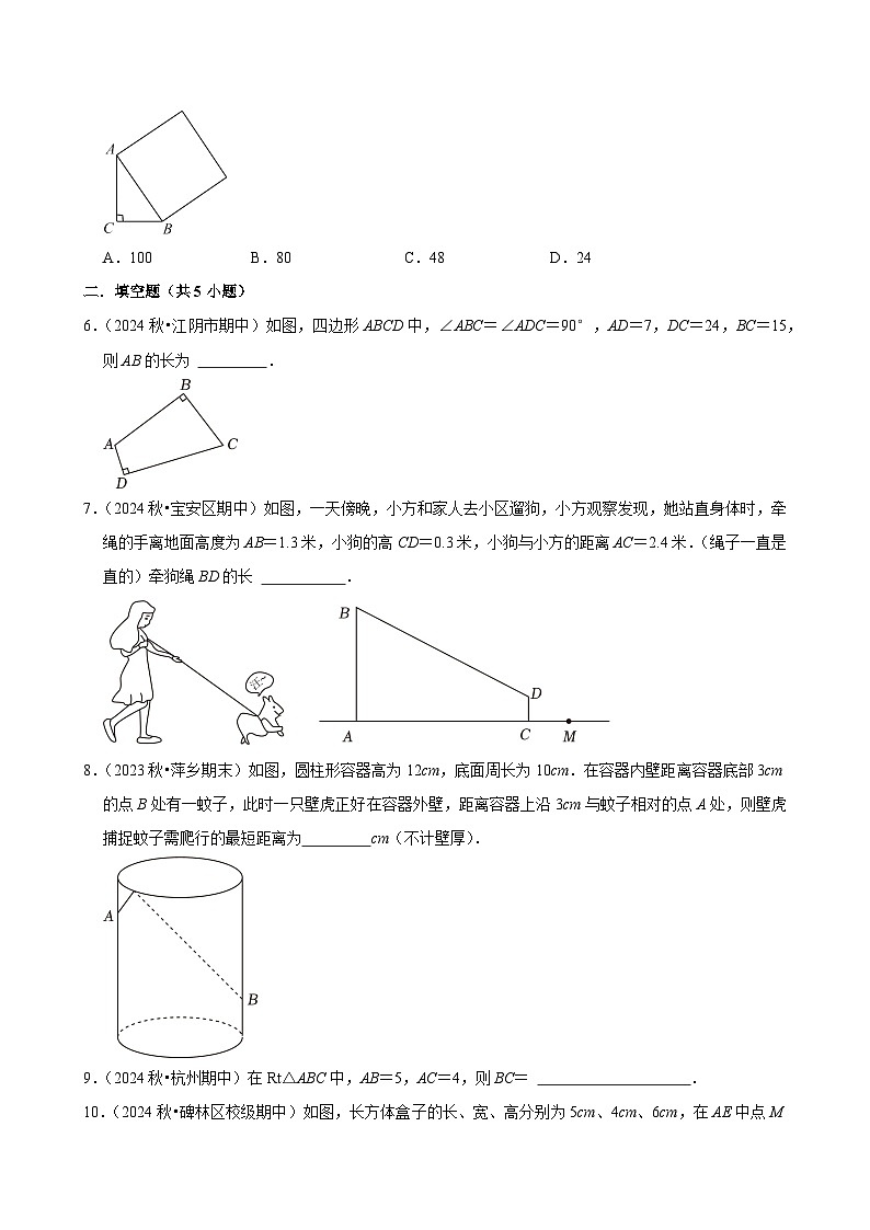 2024-2025学年上学期初中数学北师大版八年级期末必刷常考题之勾股定理练习第2页