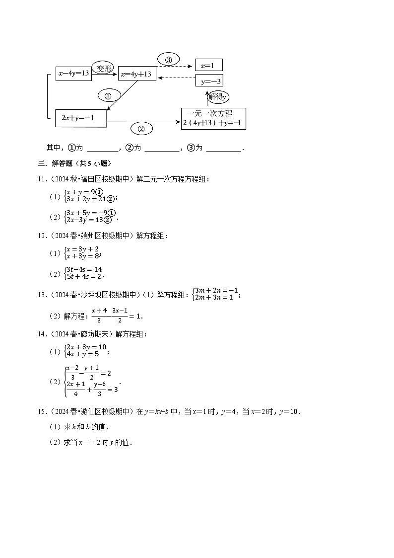2024-2025学年上学期初中数学北师大版八年级期末必刷常考题之解二元一次方程组练习第2页
