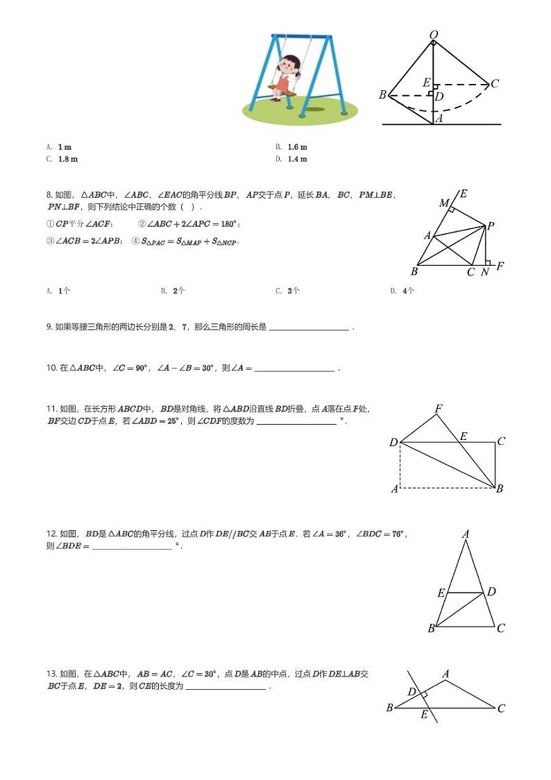 2024～2025学年北京朝阳区陈经纶中学初二(上)期中数学试卷(含解析)第2页