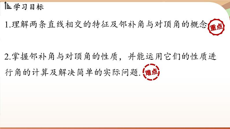 人教版数学（2024）七年级下册--7.1.1两条直线相交（课件）第3页