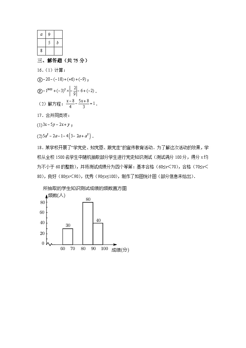 辽宁省阜新市海州区2023-2024学年七年级上学期期末教学质量检测数学试卷(含解析)第3页