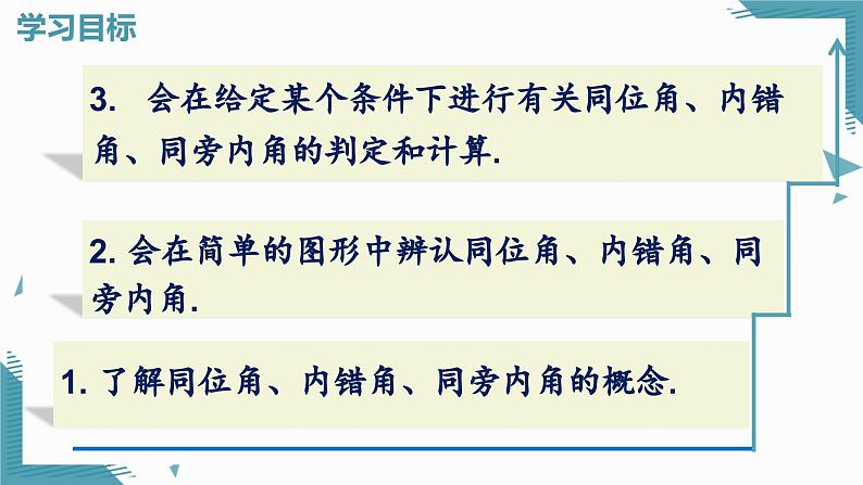 人教版初中数学  七年级下册7.1.3 两条直线被第三条直线所截  课件第2页