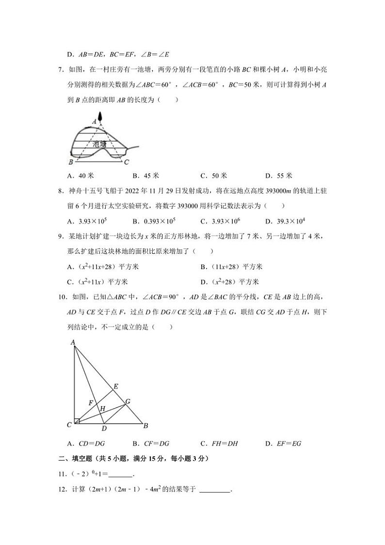 2024～2025学年河南省商丘市夏邑县第二初级中学教育集团八年级(上)12月月考数学试卷(含答案)第2页