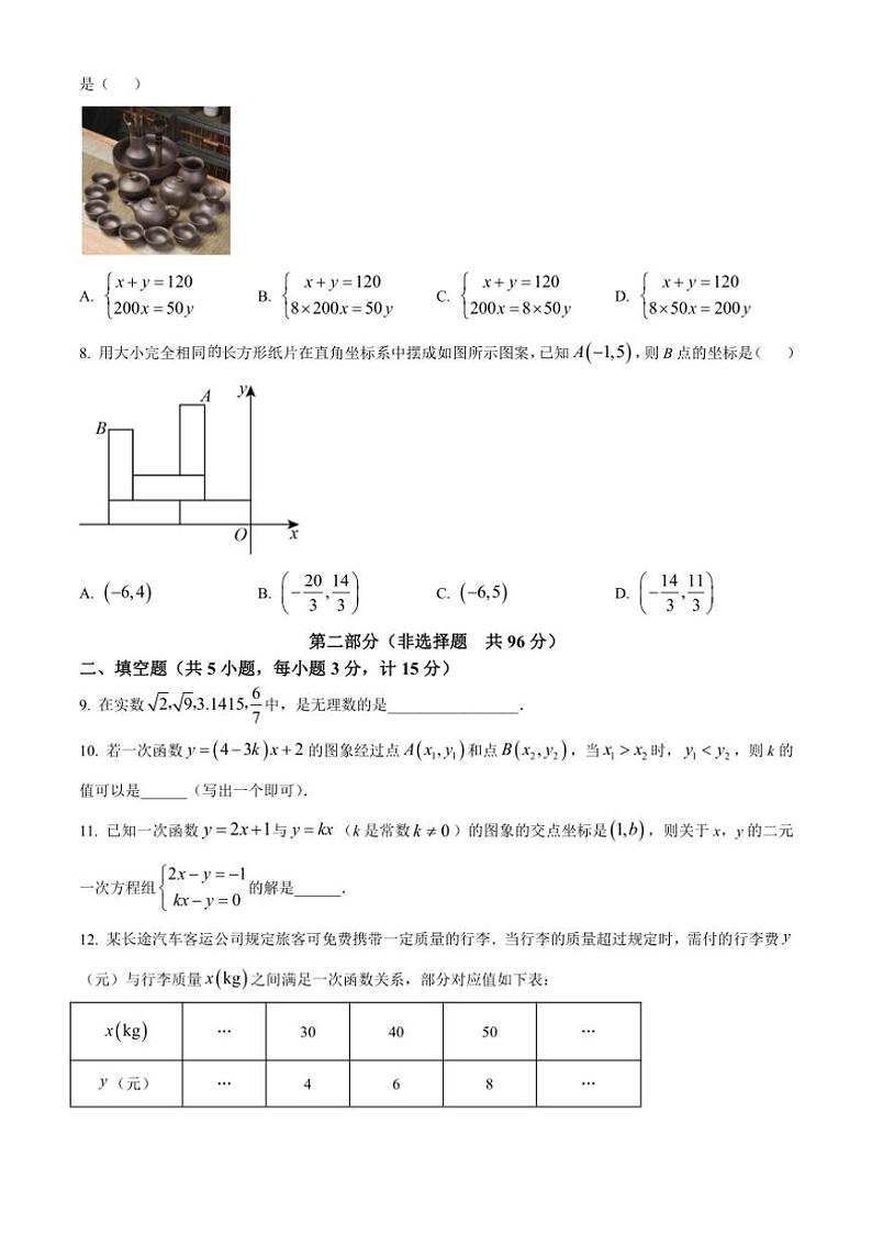 2024_2025学年陕西省咸阳市彩虹学校第二次学科素养调研八年级(上)数学试卷(含简要答案)第2页