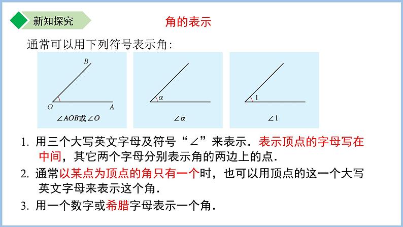 七年级上册数学苏科版（2024）6.2.1角的概念与度量 课件第4页