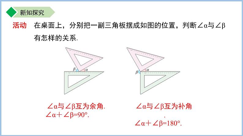 七年级上册数学苏科版（2024）6.2.2补角、余角 课件第8页