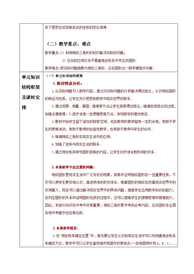 27章  相似 单元整理分析教案第2页