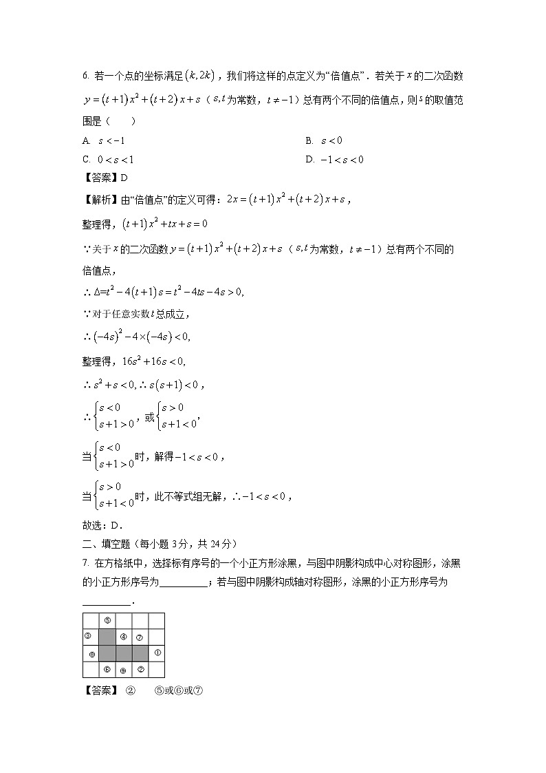 2024~2025学年吉林省四平市九年级(上)期末模拟(九)数学试卷(解析版)第3页