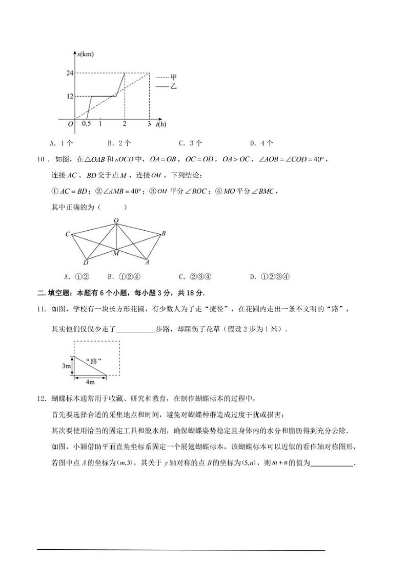 2024～2025学年浙教版八年级(上)期末数学培优卷试卷(含解答)第3页