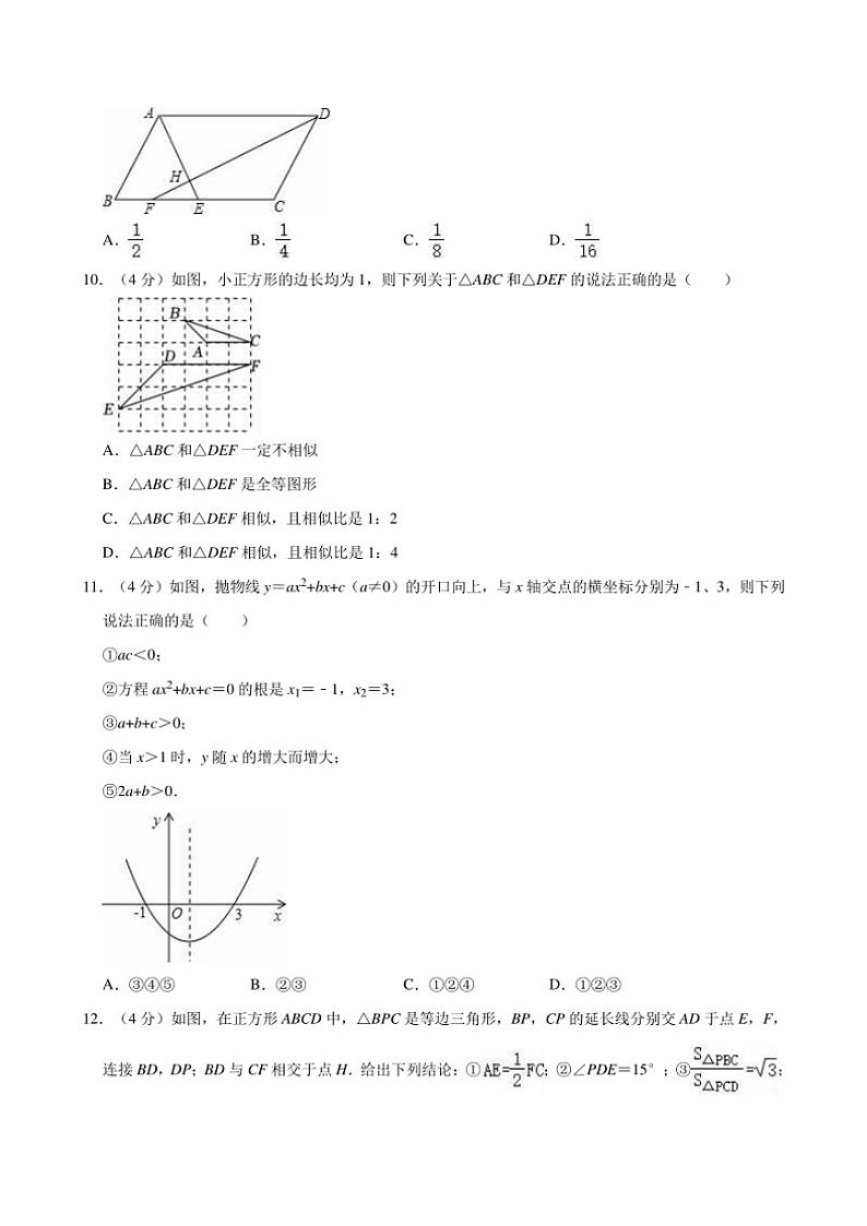 2024～2025学年华东师大新版九年级上册数学期末复习试卷(含详解)第2页