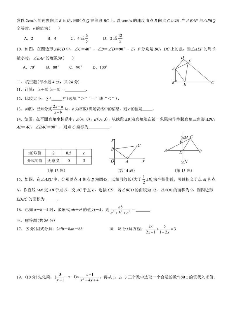 2024～2025学年贵州省遵义市红花岗区八年级(上)12月期末数学试卷(含答案)第2页