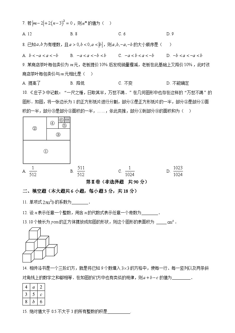 山东省临沂市河东区2024-2025学年七年级上学期期中考试数学试题（原卷版）-A4第2页