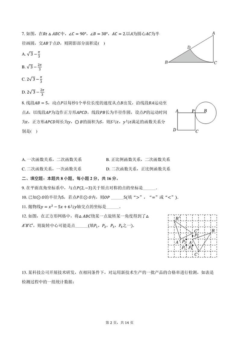 2024～2025学年北京市第五十五中九年级(上)调研数学试卷(12月份)(含答案)第2页