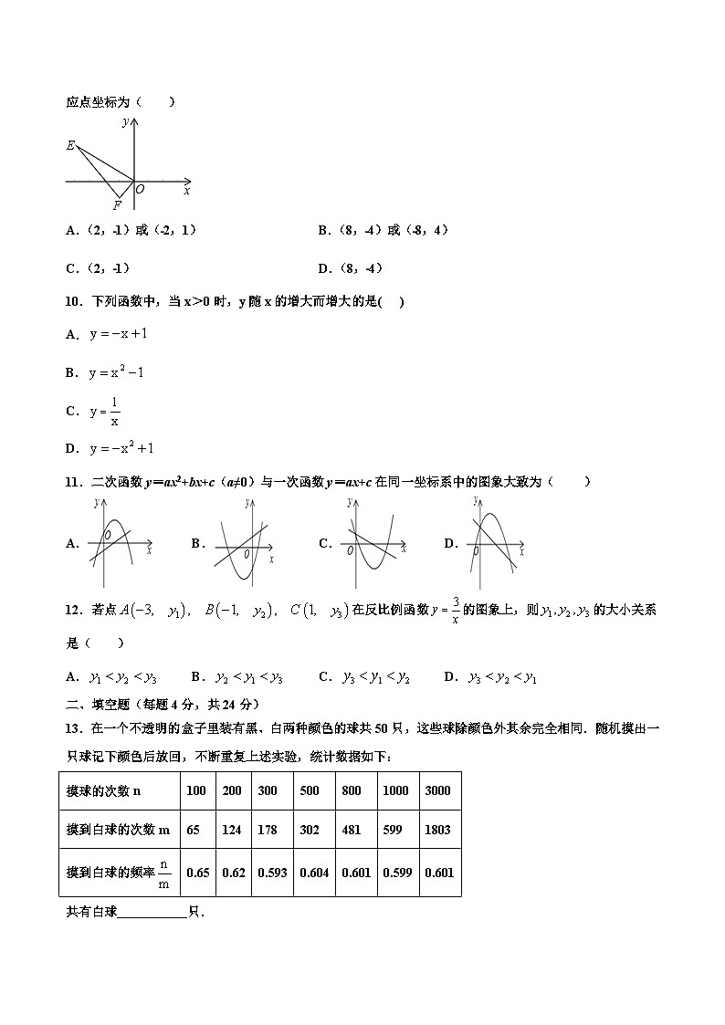 陕西省2024届九年级上学期期末达标检测数学试卷(含答案)第3页
