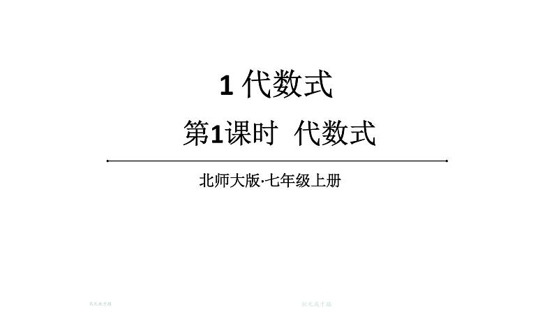 初中数学新北师大版七年级上册3.1第1课时 代数式教学课件2024秋第1页