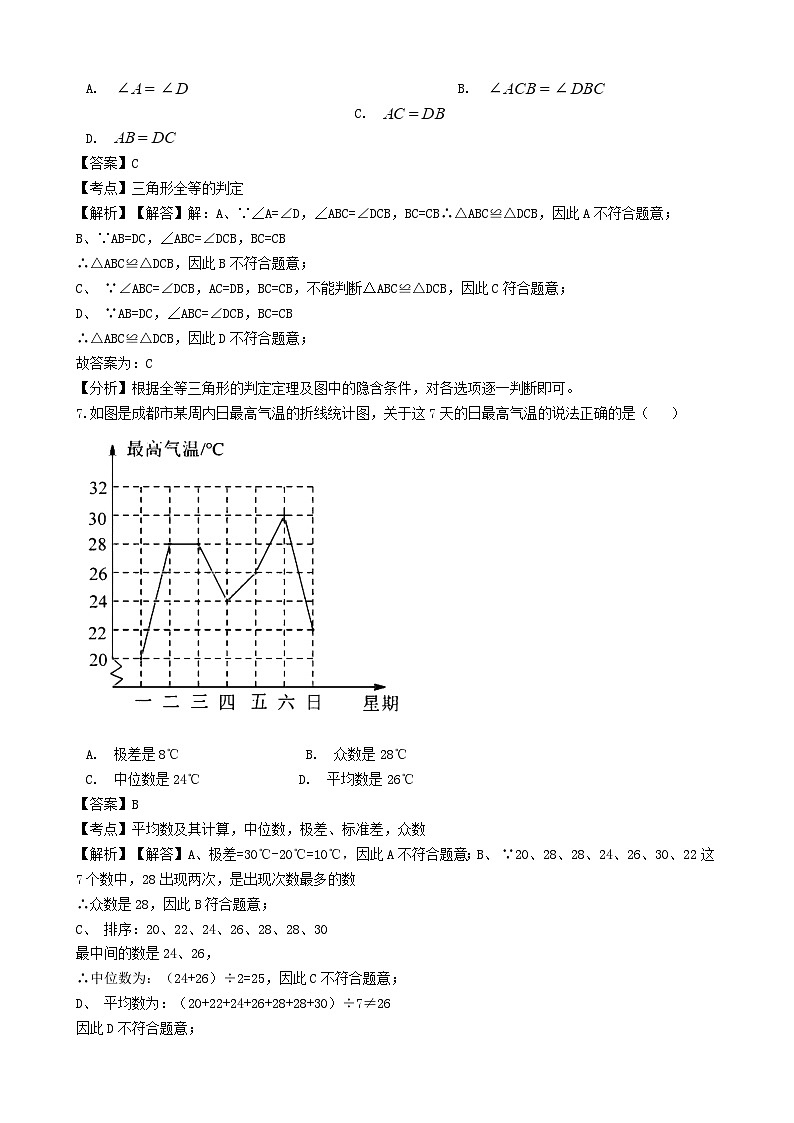 四川省成都市2024年中考数学模拟汇编试题（含解析）第3页