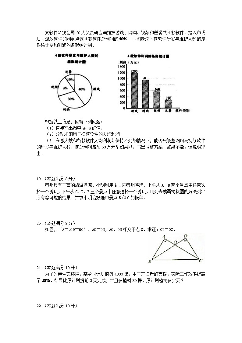 江苏省泰州市2024年中考数学模拟汇编试题（含答案）第3页