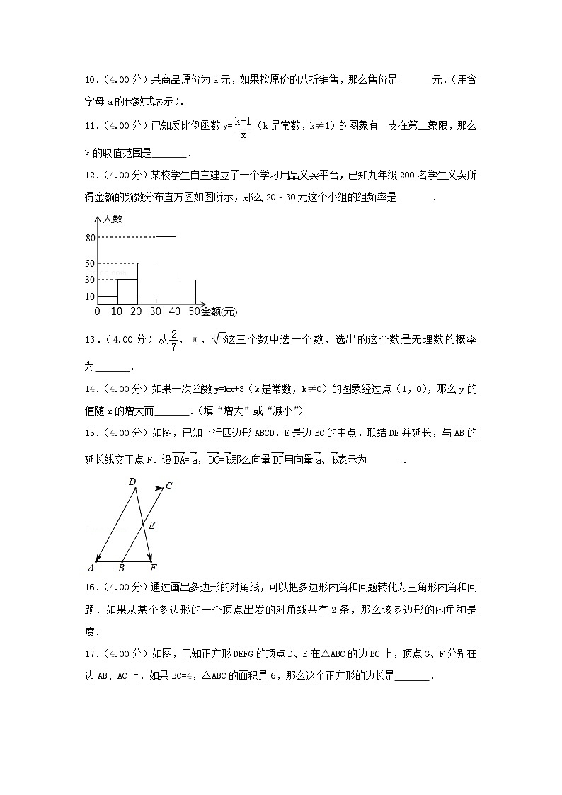 上海市2024年中考数学模拟汇编试题（含解析）第2页