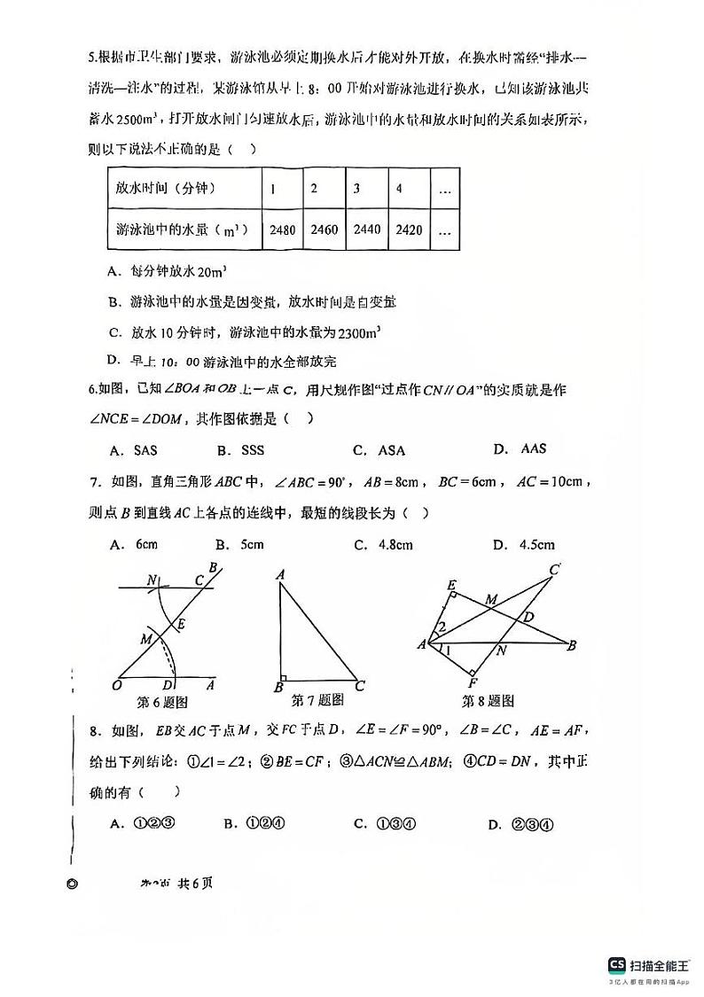 陕西省榆林市高新区第一中学2023-2024学年下学期第二次月考七年级数学试卷第2页