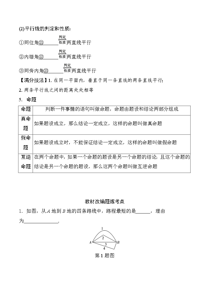 2025年中考数学一轮总复习精讲精练 微专题16  线段、角、相交线与平行线 学案（含答案）第3页