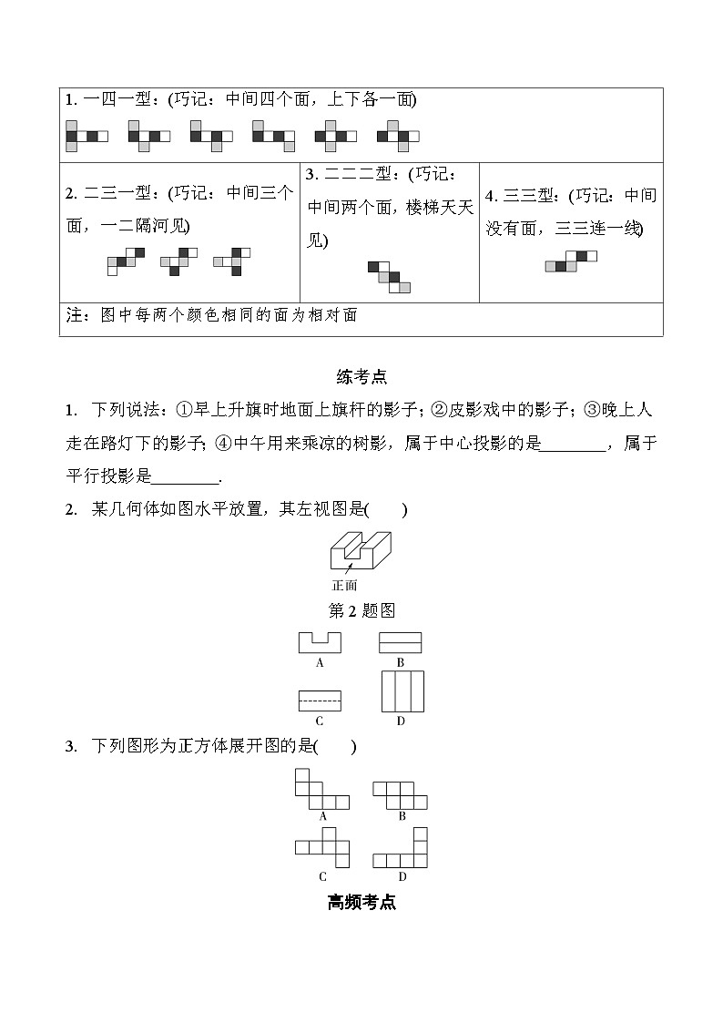 2025年中考数学一轮总复习精讲精练 微专题33  视图与投影  学案（含答案）第2页
