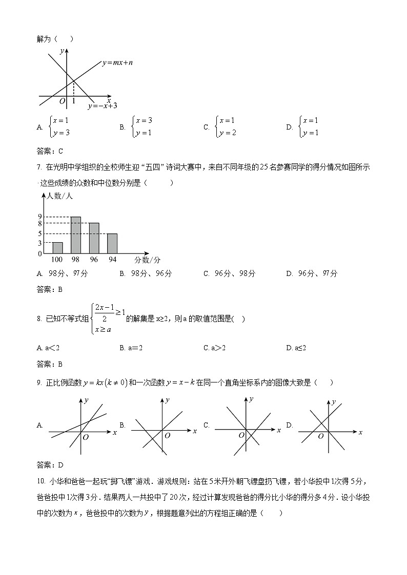 山东省济南市外国语学校2023-2024学年八年级上学期期末考试数学试卷(含答案)第2页