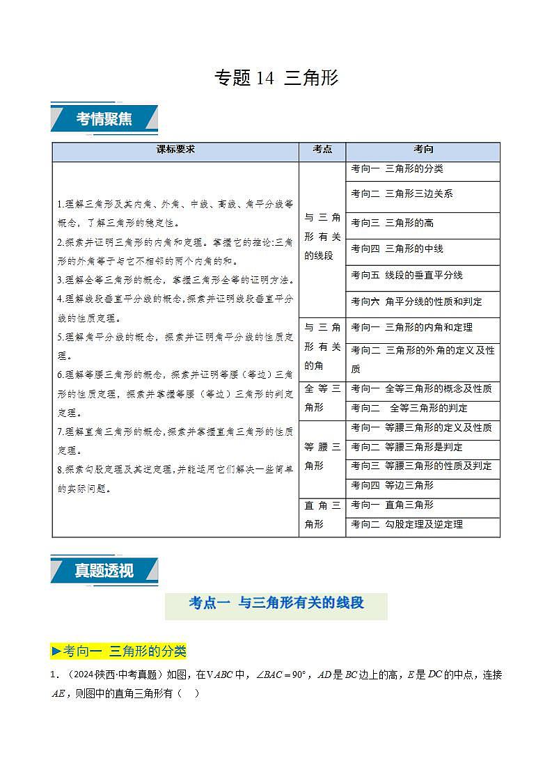 专题14 三角形（解析版）第1页