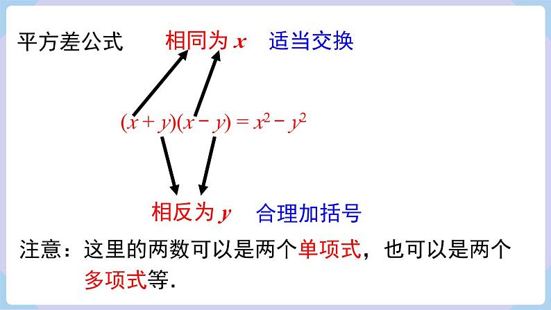 湘教版2024七年级数学下册1.2.1 平方差公式 课件第8页