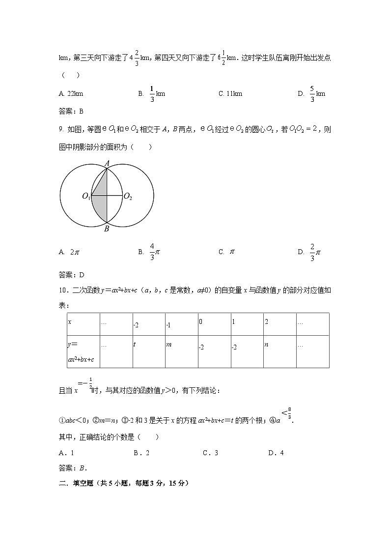 湖北省黄石市铁山区部分学校2024届九年级下学期中考调研考试数学试卷(含答案)第3页
