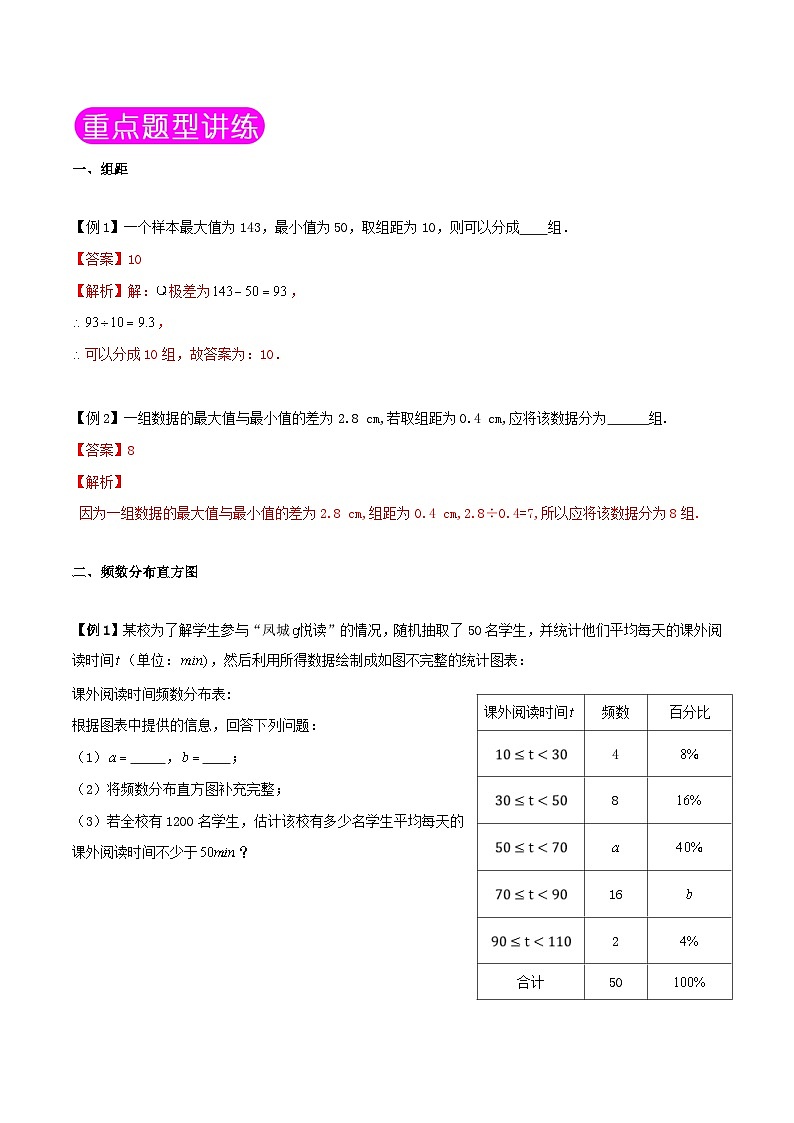 苏科版数学八下同步讲义+提升训练7.4 频数分布表与频数分布直方图（解析版）第2页
