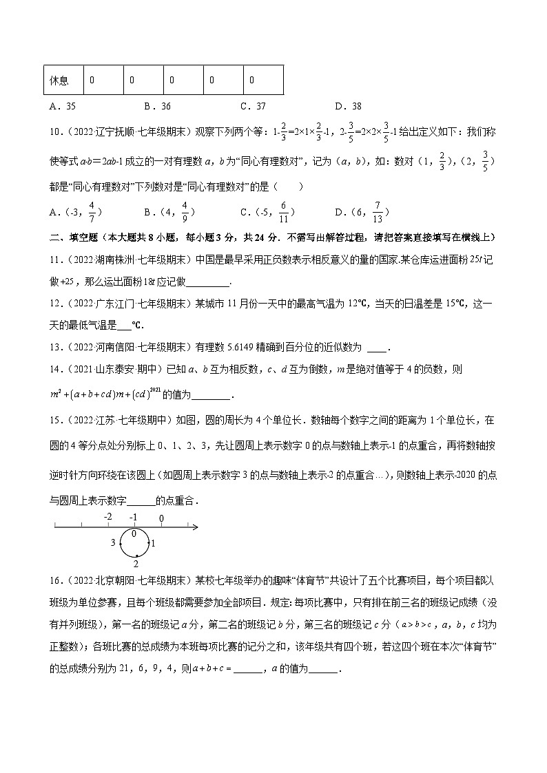 北师大版数学七上第2章 有理数及其运算 章末检测卷（原卷版）第3页