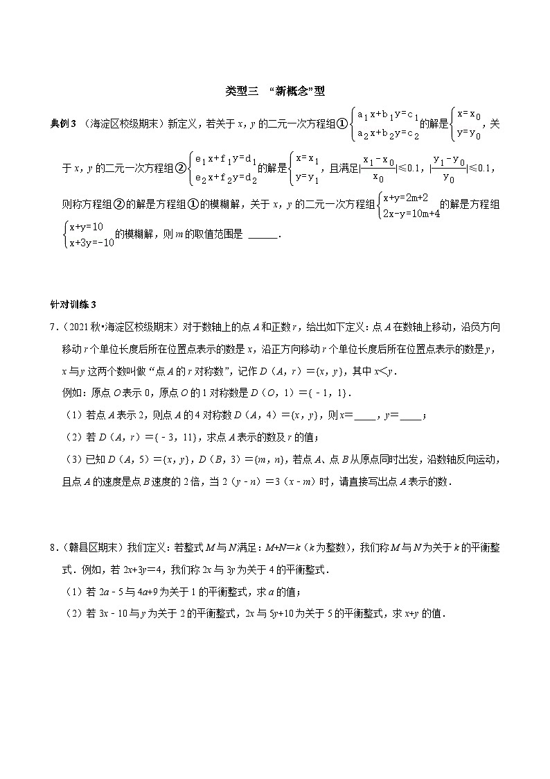 人教版数学七下期末考点复习第09讲 二元一次方程组中的新定义题型（原卷版）第3页