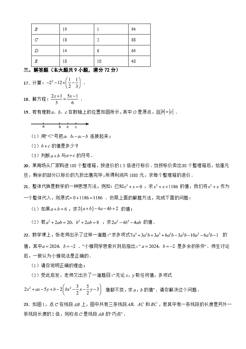 湖南省长沙市2024年七年级上学期期末数学试题【附答案】第3页