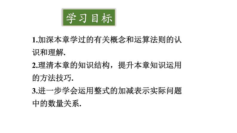 初中数学新人教版七年级上册第四章 整式的加减复习教学课件2024秋第2页