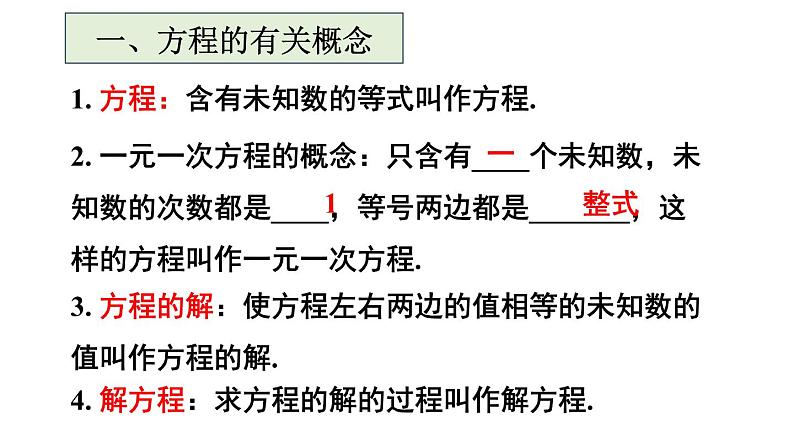 初中数学新人教版七年级上册第五章 一元一次方程复习教学课件2024秋第3页