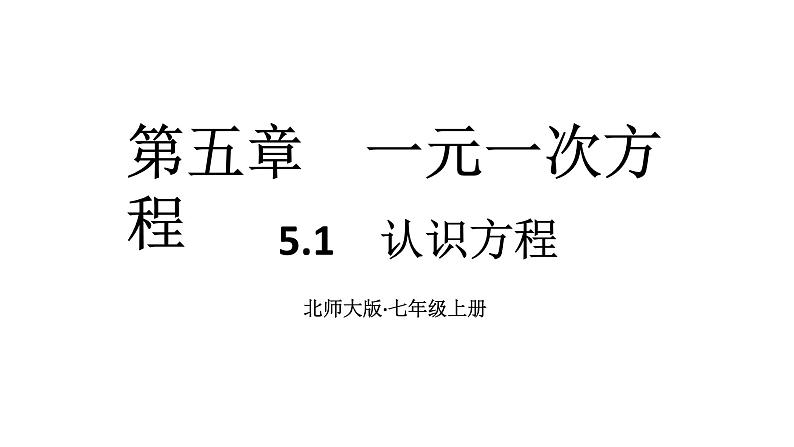 初中数学新北师大版七年级上册5.1 认识方程教学课件2024秋第1页