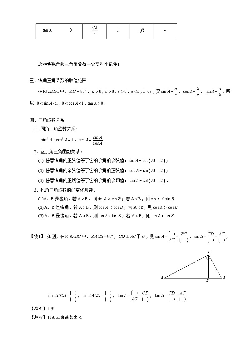【预习新知】人教版（2024）初中数学 九年级下册 知识讲义 第8讲 锐角三角函数性质.（教师版）第2页