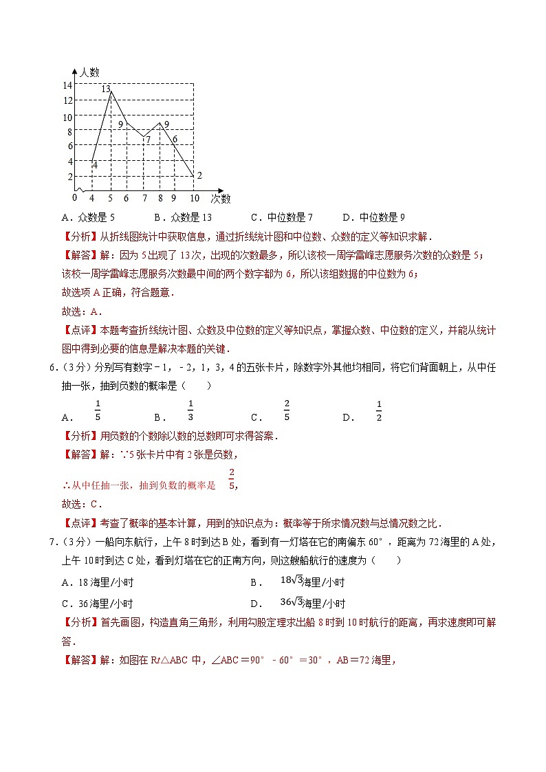 中考数学一轮复习基础巩固训练40分钟限时练习8（解析版）第3页