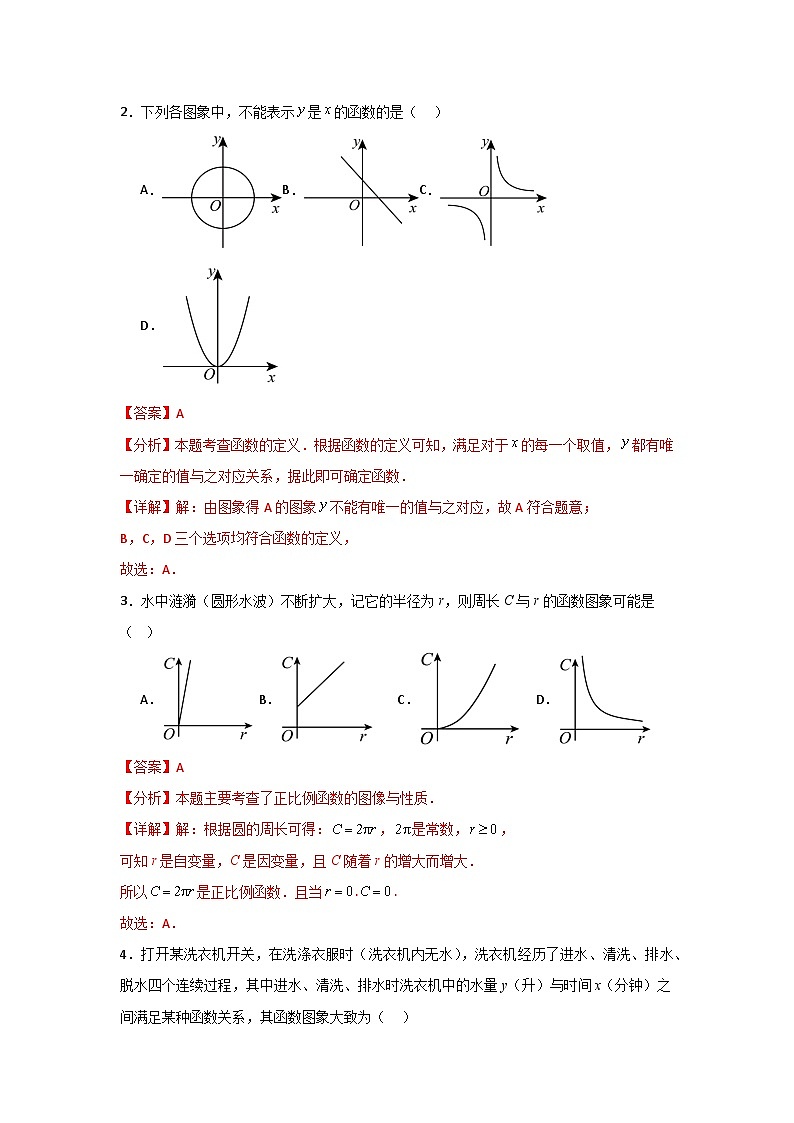 人教版数学八年级下册19.1.2.1《函数的图象》（分层练习）解析版第2页