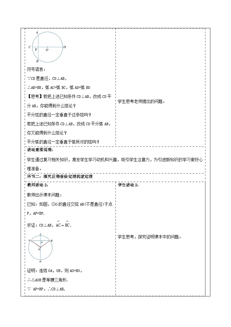 浙教版数学九上3.3.2《 垂径定理的逆定理》教学设计第2页