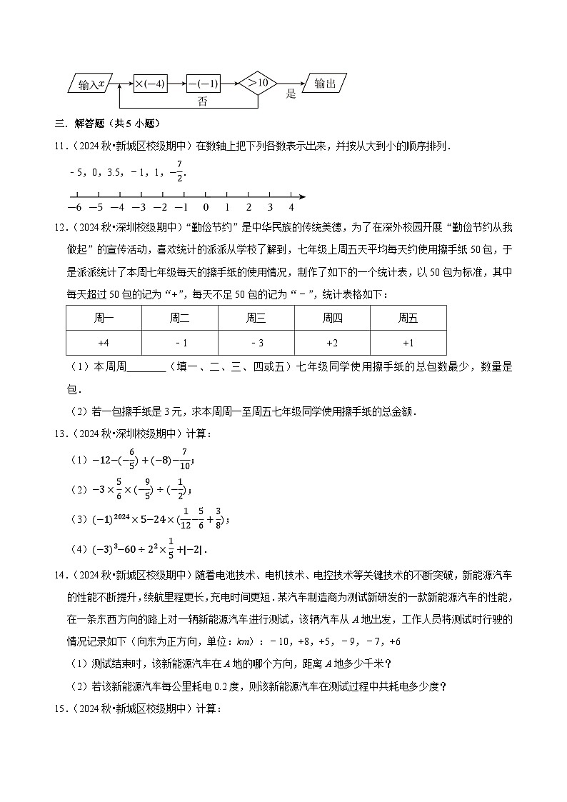 2024-2025学年上学期初中数学华东师大版（2024）七年级期末必刷常考题之有理数练习第2页