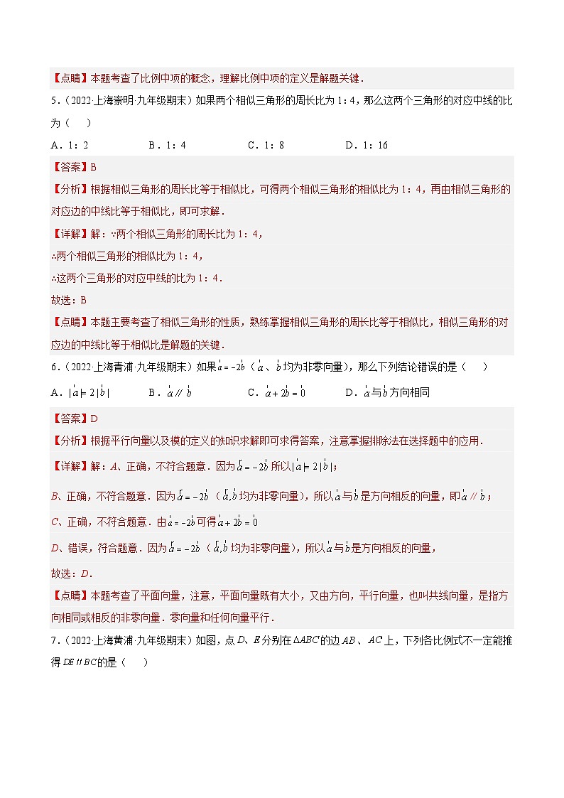 沪教版数学九年级上册考点讲练第24章 相似三角形（基础、典型、易错、压轴）分类专项训练（解析版）第3页