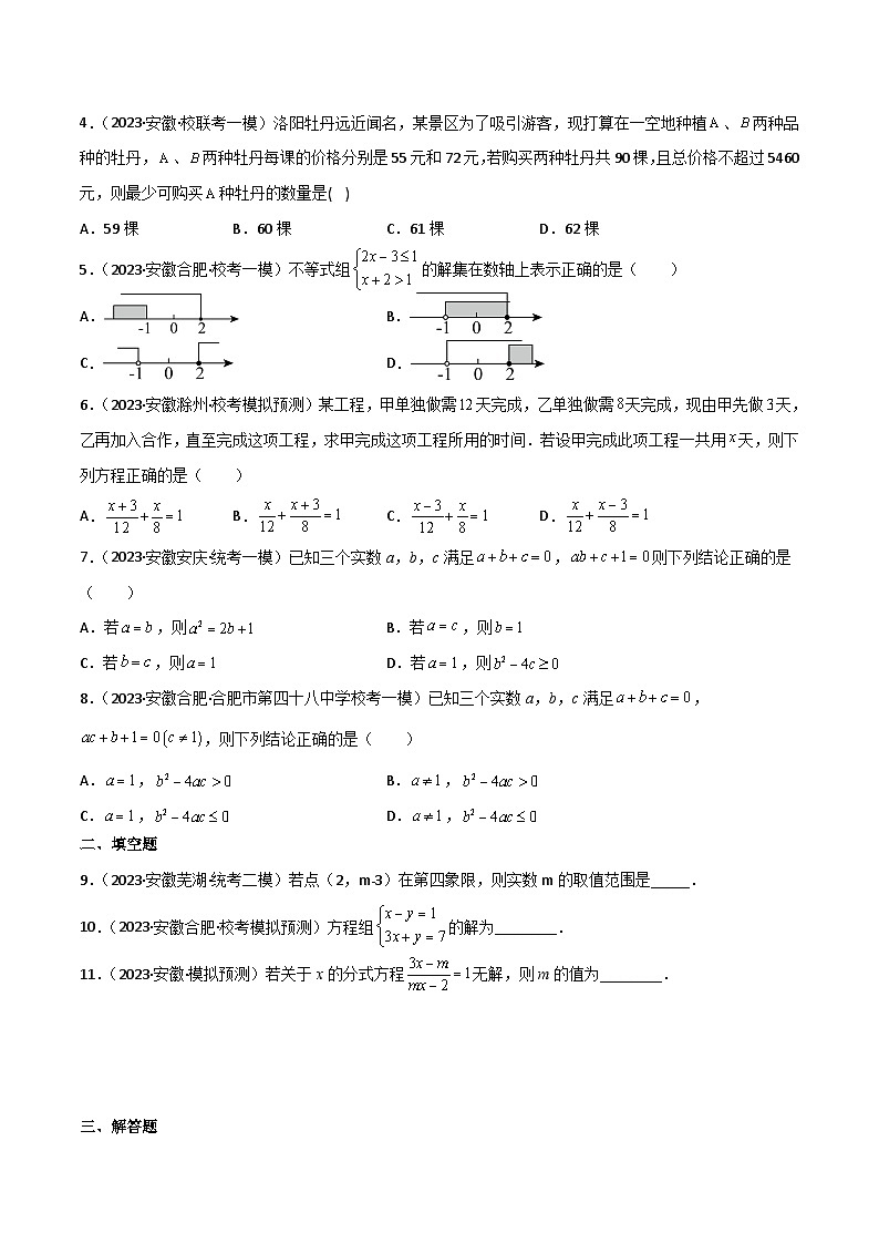 （安徽专用）中考数学三轮冲刺考点过关02方程（组）与不等式（组）（原卷版）第2页
