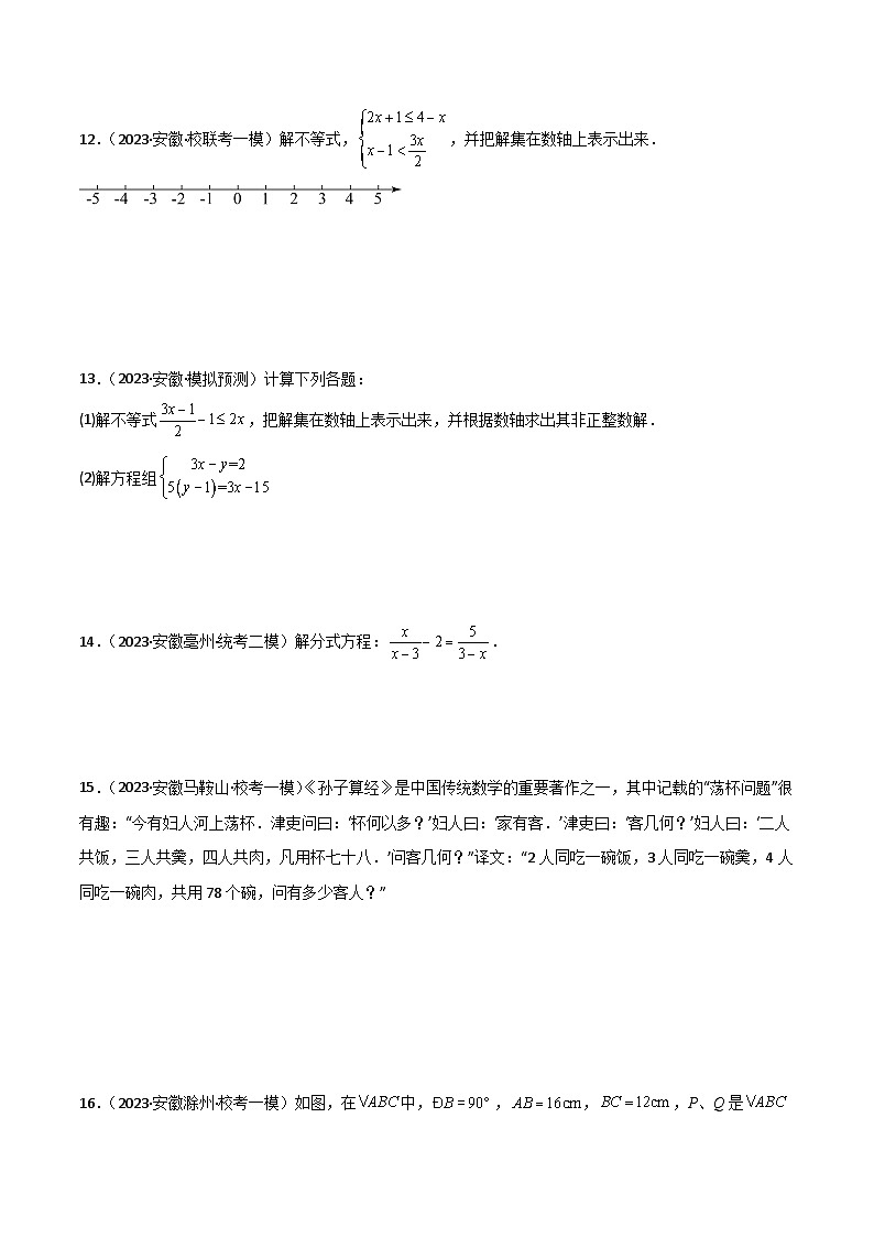 （安徽专用）中考数学三轮冲刺考点过关02方程（组）与不等式（组）（原卷版）第3页