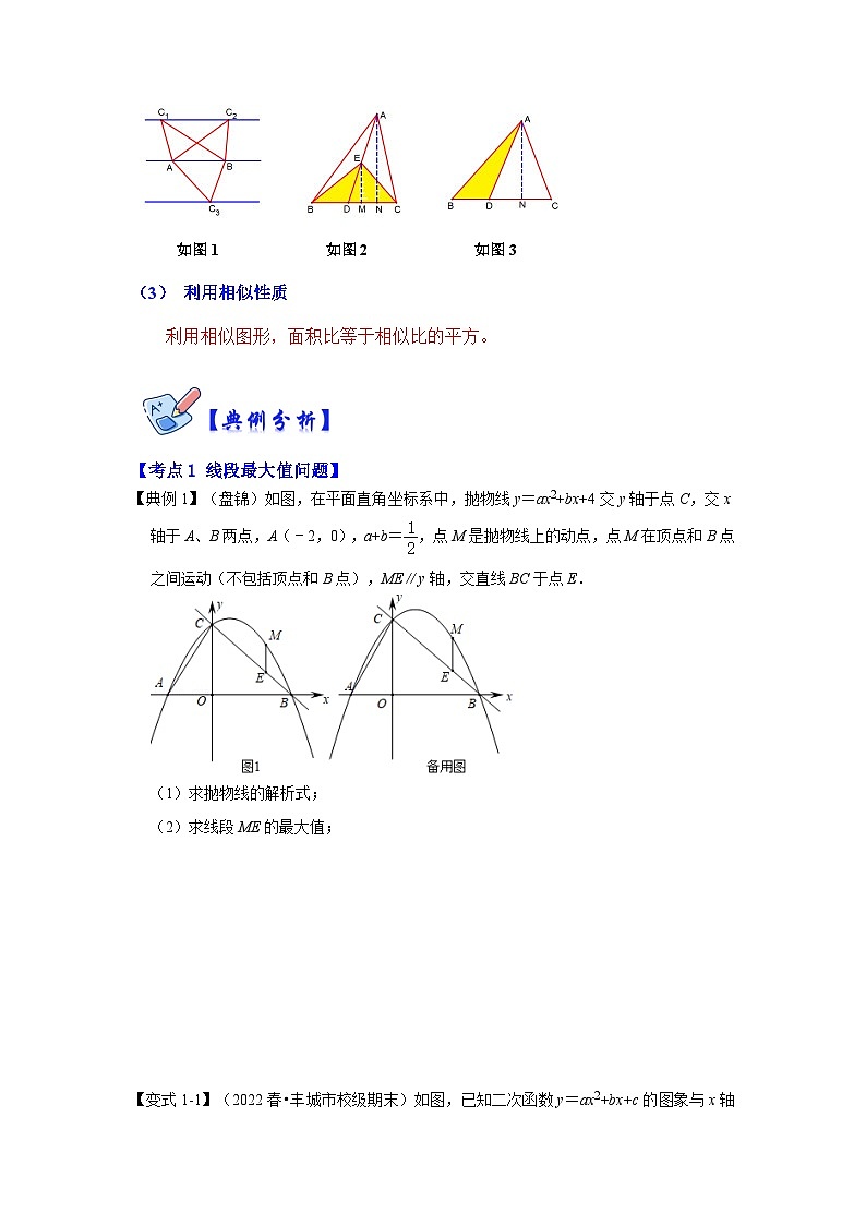 北师大版数学九下期末复习训练专项23  二次函数和线段周长面积最大值（原卷版）第2页