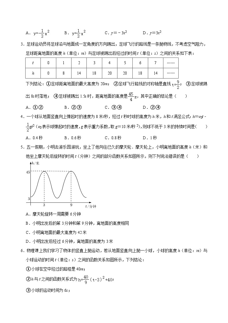 人教版数学九上《二次函数》期末专项训练第05讲 二次函数的实际应用（原卷版）第2页